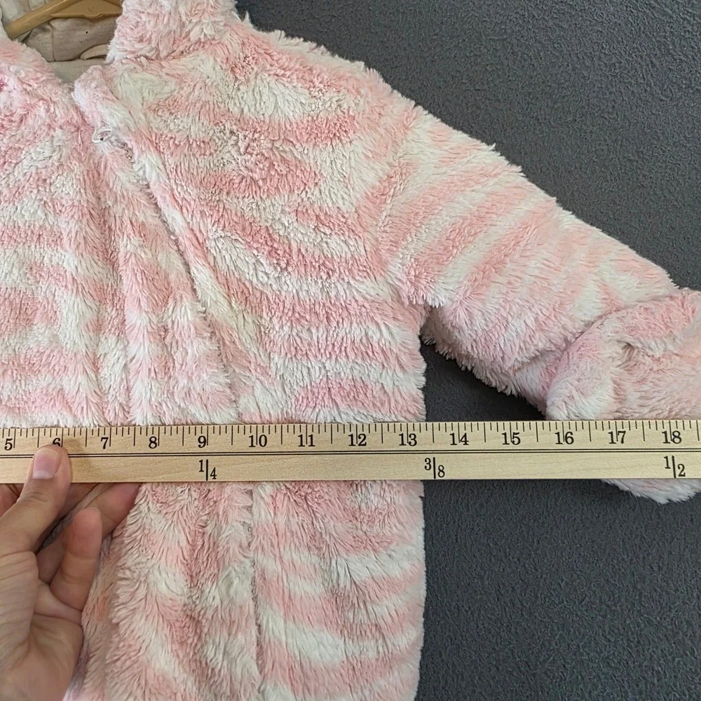 Carters Baby Girls Pink White Zebra Fleece Hooded Pram Snowsuit 6-9 Months